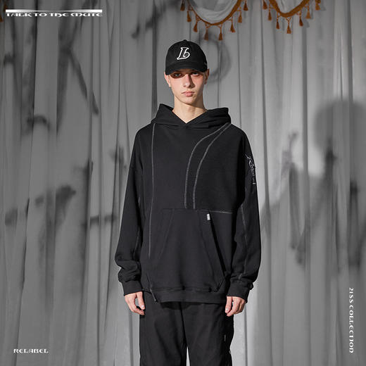 RELABEL 21SS品牌刺绣立体结构正反面料拼接大口袋卫衣 商品图0