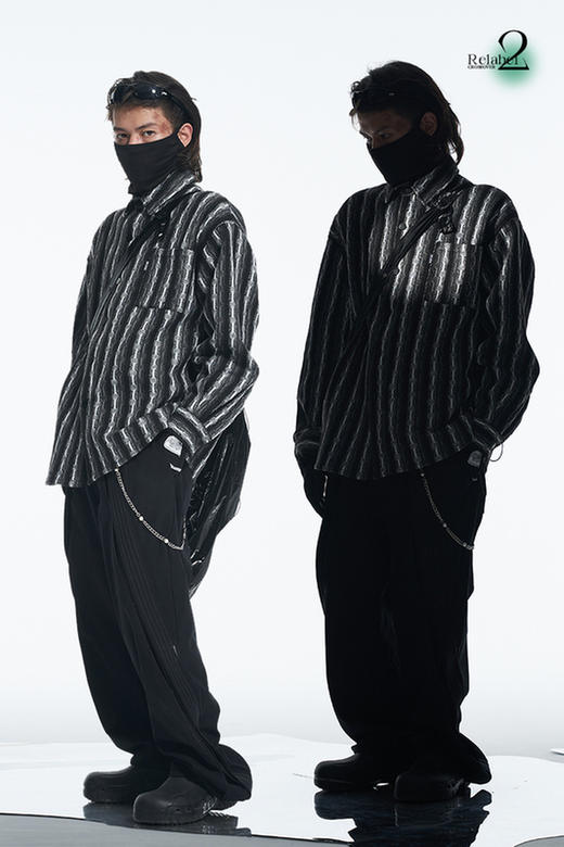 RELABEL 21AW定织黑白撞色走线宽松廓形衬衣 商品图5