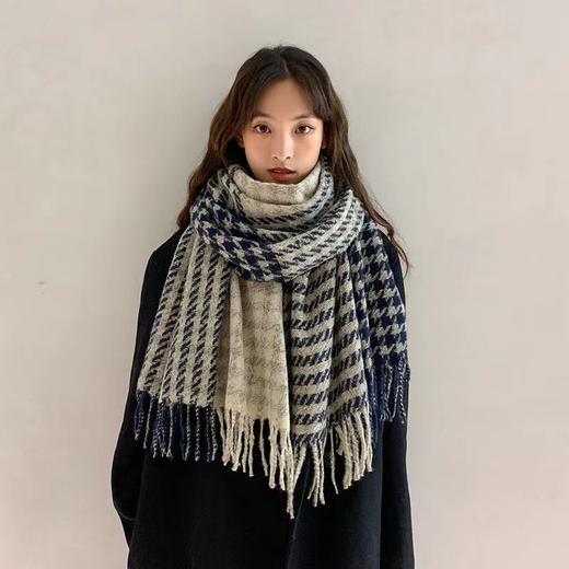 千鸟格时尚百搭围巾男女秋冬季2021新款仿羊绒韩版百搭披肩学生保暖围脖男潮 商品图1