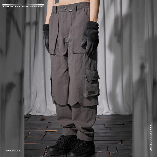 RELABEL 21SS 假两件内层拼接大口袋工装休闲布裤 商品图1