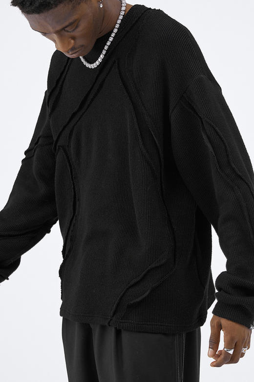 RELABEL 20AW  弧线破口不规则剪裁宽松毛衣 商品图5