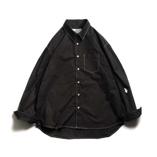 EAFINETAL.20AW辑明线绣花工艺纯色纯棉上衣休闲宽松长袖衬衫 商品图4