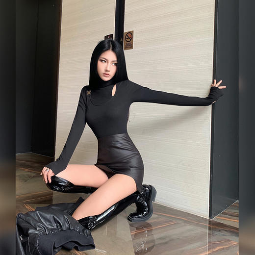 NEWA PROJECT 秋冬原创设计假两件打底加绒加厚内搭高领T恤上衣女 商品图3