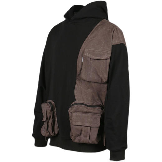 RELABEL 21SS 蜡染做旧工艺战术多口袋拼接帆布卫衣 商品图4