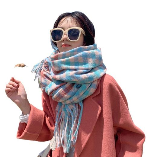 2021新款格子男女围巾时尚秋冬季韩版百搭仿羊绒长款披肩外搭两用保暖围脖潮 商品图4