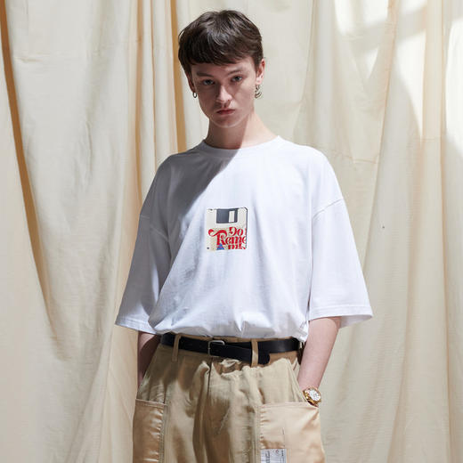 EAFINETAL.2021SS新款字母植绒印花复古图案纯棉休闲宽松短袖T恤 商品图1