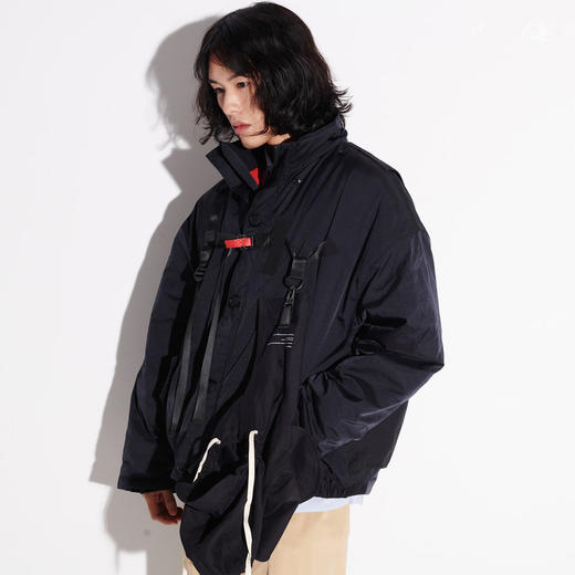 EAFINETAL.21AW新款可拆卸帽户外机能风假两件夹克加厚棉衣外套 商品图0