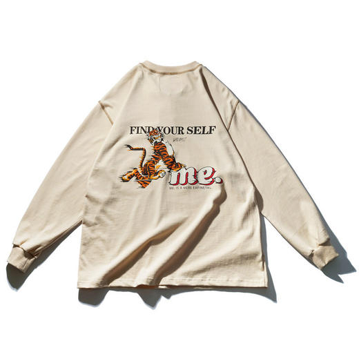 EAFINETAL.21AW新款趣味老虎漫画印花设计复古宽松长袖上衣T恤Tee 商品图4