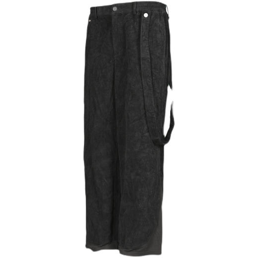 RELABEL 21AW 脚口异面料不规则拼接多系法背带宽松灯芯绒长裤 商品图4