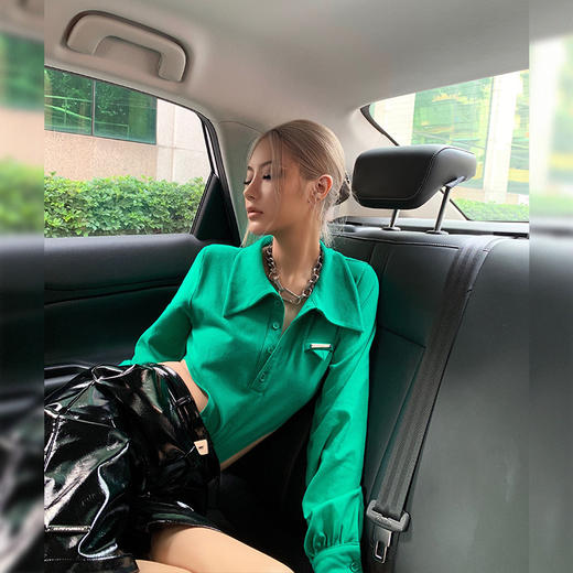 NEWA PROJECT  2021初秋翻领原创气质百搭长袖外套上衣POLO衫女 商品图2