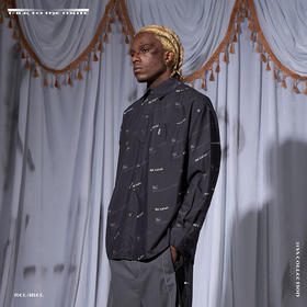 RELABEL 21SS 品牌logo满印做旧质感印花宽松长袖衬衫