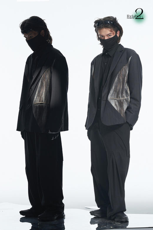 RELABEL 21AW几何切割撞色异材质毛绒拼接宽松廓形西服外套 商品图5