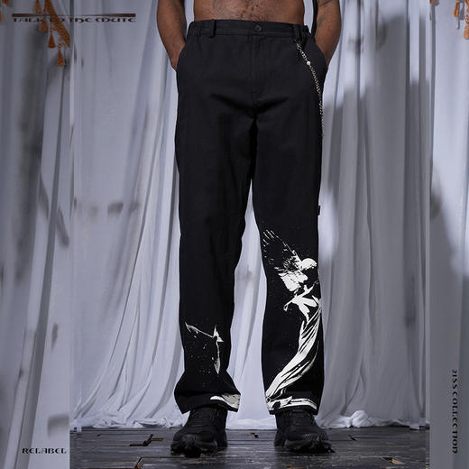 RELABEL 21SS  双色主题圣母阴影印花宽松潮流休闲长裤 商品图3