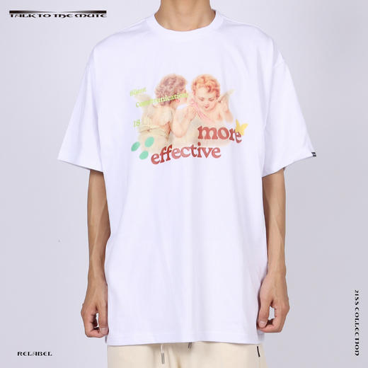 RELABEL 21SS 卡通趣味天使交流文字排版高克重圆领宽松TEE恤 商品图0