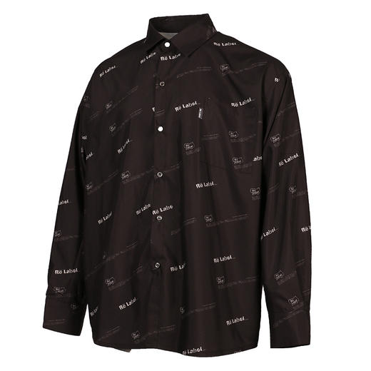 RELABEL 21SS 品牌logo满印做旧质感印花宽松长袖衬衫 商品图4