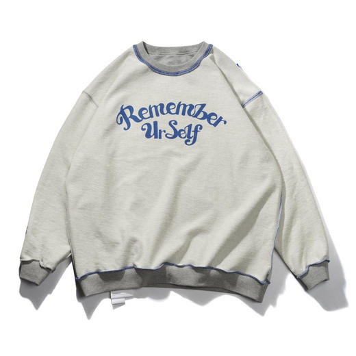 EAFINETAL.2021SS新款双面穿印花设计水洗做旧纯棉宽松套头卫衣 商品图4