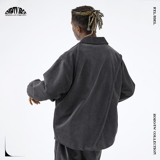 RELABEL 20AW灯芯绒斜条纹错位拼接立体弧线包边外套 商品图3