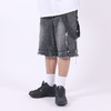 RELABEL 2020SS新款牛仔短裤水洗毛边猫须阔腿牛仔裤中裤国潮裤男 商品缩略图1