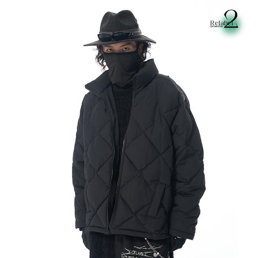 RELABEL 21AW 可拆卸黑色定织毛料明线马甲菱形绗线梭织羽绒服 商品图3