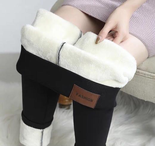 「12.12直降！双十二狂欢」加绒加厚爆款小猫羊羔绒黑灰色打底裤女秋冬高腰紧身裤保暖裤2021冬季 商品图2