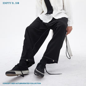 RELABEL 2020AW 前片平面无腰设计后口袋明线宽松休闲西裤长裤男