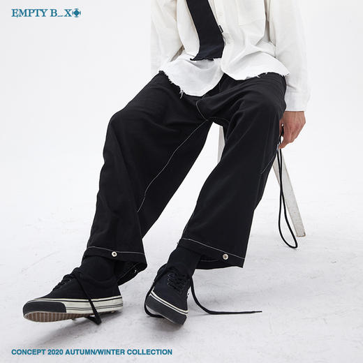 RELABEL 2020AW 前片平面无腰设计后口袋明线宽松休闲西裤长裤男 商品图0