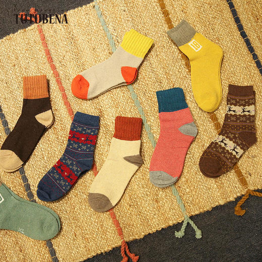 【十双装寒冬不冻脚】火到爆仓！民族复古风加厚保暖情侣中筒图腾羊毛袜 商品图3