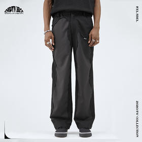 RELABEL 20AW不规则破坏毛边拼接细节侧边破口宽松西裤