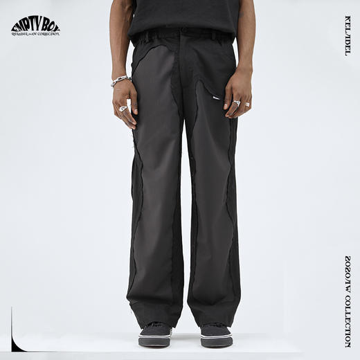 RELABEL 20AW不规则破坏毛边拼接细节侧边破口宽松西裤 商品图0