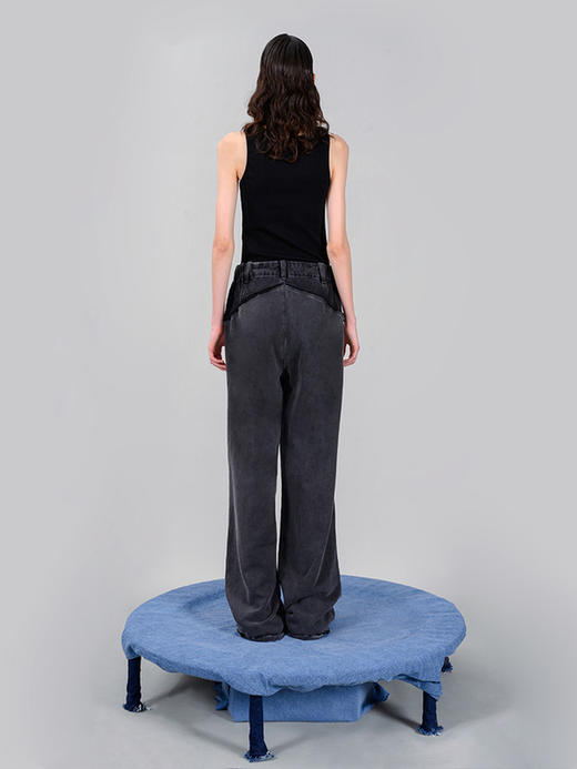 IFIK Denim SweatPants 将卫裤升格 腰间缀以牛仔拼接的休闲裤 商品图2