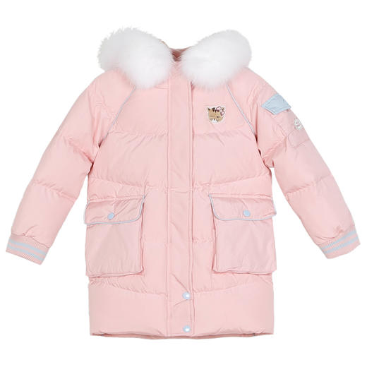 【加厚连帽中长款童装白鹅绒服】21年冬季新品女童加厚保暖羽绒服 商品图7