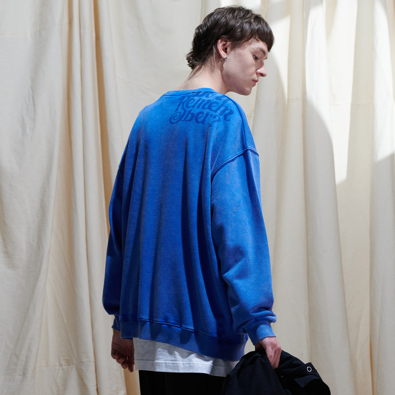 EAFINETAL.21SS新款双面穿印花设计做旧纯棉宽松休闲套头上衣卫衣