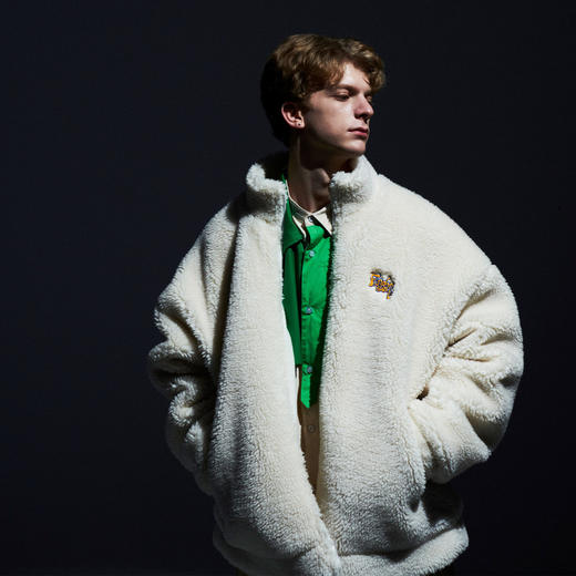 EAFINETAL.21AW新款趣味老虎漫画图案绣花羊羔绒宽松棉衣外套夹克 商品图1