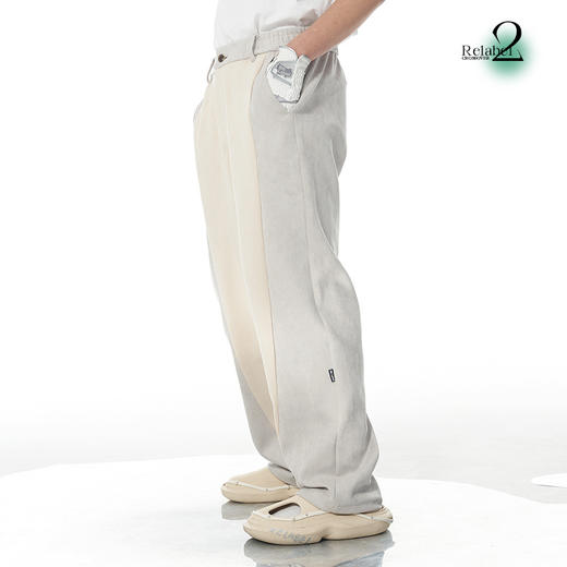 RELABEL 21AW 深浅麂皮绒面料撞色拼接宽松廓形休闲长裤 商品图3