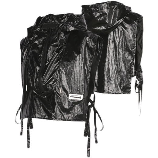 RELABEL 21AW黑色高密度未来感宽松连帽披肩金属铭牌马甲 商品图4