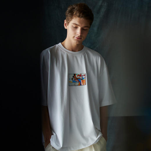 EAFINETAL.2021SS新款趣味印花立体贴袋设计纯棉休闲宽松短袖T恤 商品图2