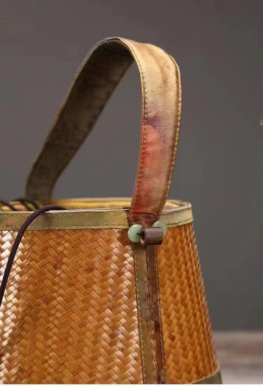 香云纱竹编手拎桶包 商品图2