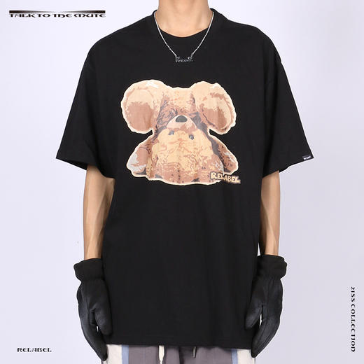 RELABEL 21SS主题趣味可爱毛绒泰迪熊印花双色高克重宽松TEE恤 商品图1
