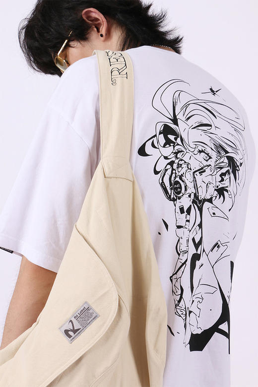 RELABEL20SS限定手绘捍卫主题印花潮牌男宽松纯棉圆领双色短袖T恤 商品图5