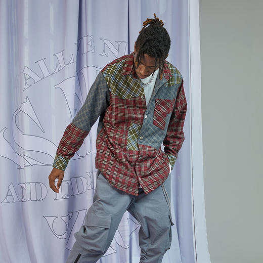 RELABEL 20AW 多色格纹异色不规则拼接内加绒衬衫外套 商品图3