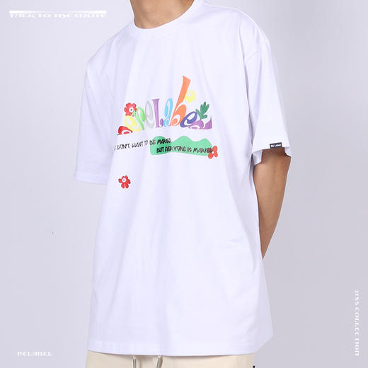 RELABEL 21SS多色花朵品牌logo字体印花双色高克重圆领宽松TEE恤 商品图2