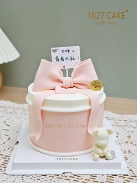 1027CAKE |   蝴蝶结  翻糖装饰蛋糕 粉色系