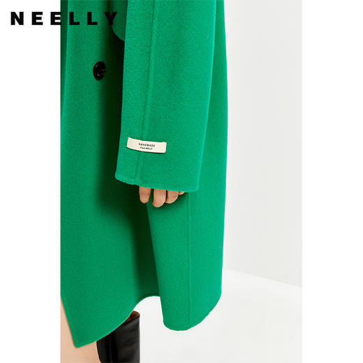 NEELLY纳俪商场同款外套女2021年新款双面呢大衣羊毛双排扣中长款 商品图2