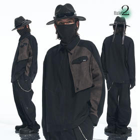 RELABEL 21AW异材质层次拼接多口袋假两件宽松廓形外套