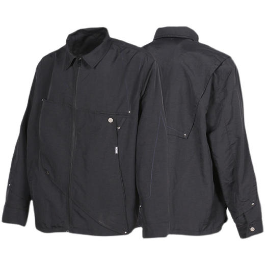 RELABEL 21AW黑色几何切割深蓝撞色线多层次铆钉宽松梭织夹克外套 商品图4