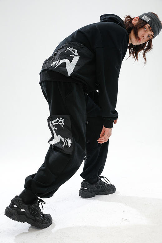 RELABEL 2020AW 双面活页翻页纽扣印花口袋抽绳卫裤休闲裤百搭潮 商品图5