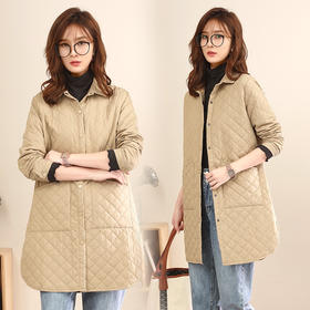 XLSZ2388 休闲夹棉加厚衬衫女2021新款秋冬装保暖中长款丝棉宽松大码薄棉衣