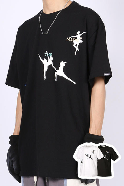 RELABEL 21SS主题字体芭蕾舞者剪影印花双色高克重圆领宽松TEE恤 商品图5