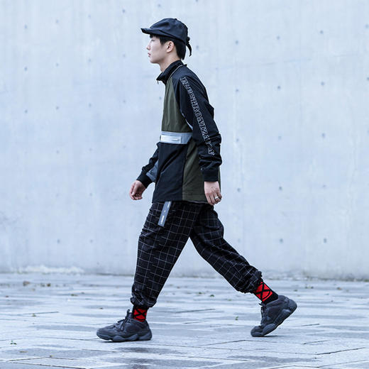 ENSHADOWER隐蔽者复古格子裤直筒束脚裤运动长裤 商品图1