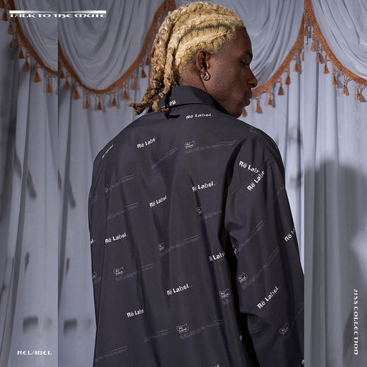 RELABEL 21SS 品牌logo满印做旧质感印花宽松长袖衬衫 商品图3